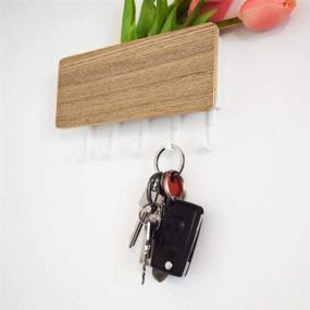 img 2 attached to 🔑 Wall-Mounted Key Holder with Adhesive Hooks - Minimalist Design for Keys, Mail, Masks - Entryway Key Rack with Mounting Hardware and Adhesive Strips Included - Beige