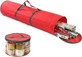img 4 attached to Christmas Wrapping Paper Storage Bag - Durable 600D Canvas UnderBed Organizer: Fits 20 Rolls 40 inch, Includes Ribbon Holder, Dual Zips & Carry Handles