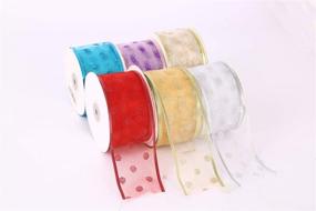 img 1 attached to Wired Spotted Christmas Ribbon: 50 Yards of Colorful Organza Swirl Sheer Glitter Crafts, Perfect for Festive Gift Wrapping & Decorations