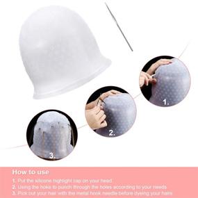 img 2 attached to 🎨 WILLBOND Silicone Highlight Cap: Reusable Hair Coloring Dye Cap for Women and Girls - Salon-Quality Highlighting with Hooks (3 Sets)