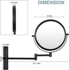 img 1 attached to 🪞 Adjustable Wall Mounted Makeup Mirror - 10X Magnifying Double Sided Extendable Vanity Mirror for Bathroom - Black