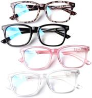 henotin blue light blocking reading glasses 4-pack for women and men with spring hinge, computer readers with anti-uv ray, square nerd eyeglasses logo