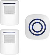 🔔 wireless driveway alert outdoor, home security motion sensor alarm: infrared motion sensor doorbell with 1 plug-in receiver and 2 pir motion sensor detector alert - 38 chime tune - led indicator logo