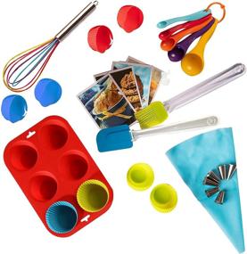 img 4 attached to 🧁 Riki's Kingdom Kids Real Baking Cupcake Set: Recipes, Apron, Muffin Pans & Decorating Kit in Gift Box