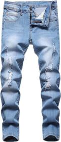 img 4 attached to Slenderized & Stylized: Trendy Boys' Skinny Ripped Distressed Stretch Fashion Clothing
