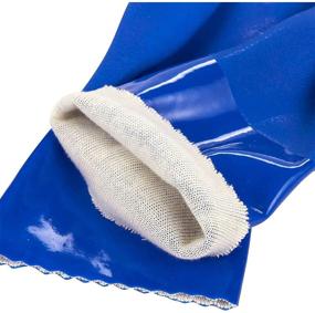 img 1 attached to Medium Blue Rubber Household Cleaning Gloves with Cotton Lining for Kitchen Dishwashing