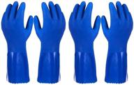 medium blue rubber household cleaning gloves with cotton lining for kitchen dishwashing logo