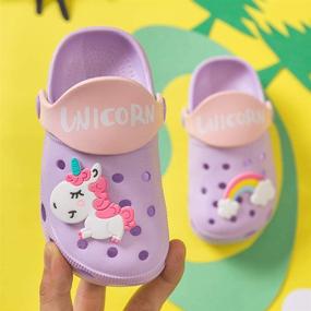 img 3 attached to Non Slip Slippers Toddler Unicorn Lightweight Boys' Shoes ~ Clogs & Mules