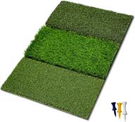 🏌️ powernet tri-turf golf hitting mat - 25" x 16" hitting space - training aid for enhanced swings - portable driving range & chipping practice - heavy duty triple surface for optimal performance logo