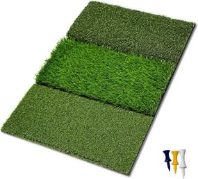 img 4 attached to 🏌️ PowerNet Tri-Turf Golf Hitting Mat - 25" x 16" Hitting Space - Training Aid for Enhanced Swings - Portable Driving Range & Chipping Practice - Heavy Duty Triple Surface for Optimal Performance