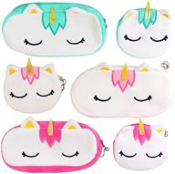 🦄 subang unicorn cotton pencil case set - 6 pieces soft pencil bag for kids, teens, makeup or cosmetics logo