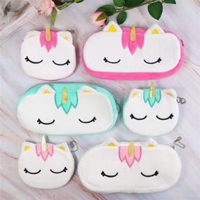 img 1 attached to 🦄 SUBANG Unicorn Cotton Pencil Case Set - 6 Pieces Soft Pencil Bag for Kids, Teens, Makeup or Cosmetics