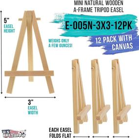 img 3 attached to 🎨 U.S. Art Supply 3x3 Stretched Canvas with 5" Mini Wood Display Easel Kit - Pack of 12, Tabletop Painting Party Set for Artists, Kids Crafts, Oil Acrylic Paints, Signs, Photos