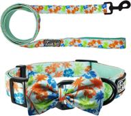 🐾 ecacon dog collar set, dog collar with leash, bowtie collar for small to large dogs, adjustable soft cotton dog collar logo