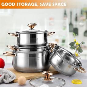 img 2 attached to 🍳 BAERFO 8 Piece Premium 304 Saucepan Set: High-Quality Stainless Cookware Sets for Kitchen Cooking with Glass Lid