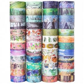 img 4 attached to 🎨 KOVANO 48 Rolls Washi Tape Set: Decorative Masking Adhesive Tape for Crafts, Gift Wrapping, Bullet Journals, and Planners