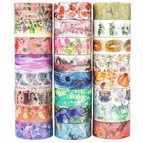 img 3 attached to 🎨 KOVANO 48 Rolls Washi Tape Set: Decorative Masking Adhesive Tape for Crafts, Gift Wrapping, Bullet Journals, and Planners