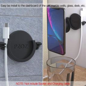 img 2 attached to pzoz Phone Car Mount 2 Pack - Adhesive Silicone Stand for Collapsible Grip Socket, Charging Cable Holder & Cord Organizer for Car, Office, Kitchen, Wall (Black)