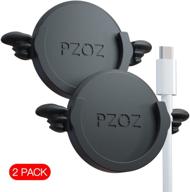 pzoz phone car mount 2 pack - adhesive silicone stand for collapsible grip socket, charging cable holder & cord organizer for car, office, kitchen, wall (black) logo