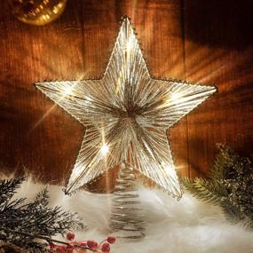 img 2 attached to 🎄 Rocinha Christmas Star Tree Topper Lights: Glittery 10 inch Silver Star with LED Lights for Festive Tree Decoration and Home Accent