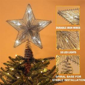 img 3 attached to 🎄 Rocinha Christmas Star Tree Topper Lights: Glittery 10 inch Silver Star with LED Lights for Festive Tree Decoration and Home Accent