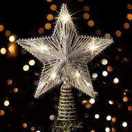 🎄 rocinha christmas star tree topper lights: glittery 10 inch silver star with led lights for festive tree decoration and home accent logo