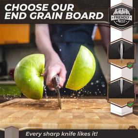 img 3 attached to 🔪 Large Handmade European Oak End Grain Cutting Board for Meat Carving, Food Prep, Chefs – Knife-Friendly, Warp-Resistant Butcher Block (21 Inches)