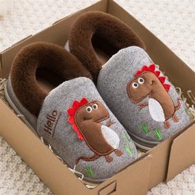 img 3 attached to 🦖 Cozy and Fun: Dinosaur Slippers for Boys' Indoor Winter Comfort