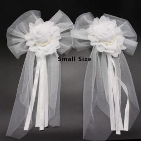 img 4 attached to Exquisite Junxia Pearl Bud Silk Ribbon Flowers for Elegant Wedding Party Decorations - Bridal Car & Wedding Car Decor - 2 pcs/Set