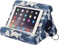 🔵 flippy ipad tablet stand with cubby storage: ultimate organizer for home, work & travel (blue camou) logo