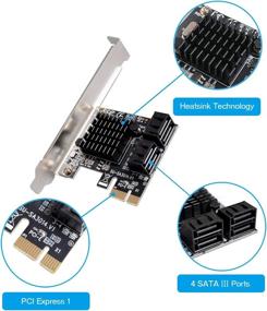 img 2 attached to 🔌 SATA Controller PCI Express Card - 4 Port with Cables, Low Profile Bracket Included - Supports 4 SATA 3.0 Devices at 6 Gbps