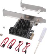 🔌 sata controller pci express card - 4 port with cables, low profile bracket included - supports 4 sata 3.0 devices at 6 gbps логотип