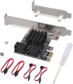 img 4 attached to 🔌 SATA Controller PCI Express Card - 4 Port with Cables, Low Profile Bracket Included - Supports 4 SATA 3.0 Devices at 6 Gbps