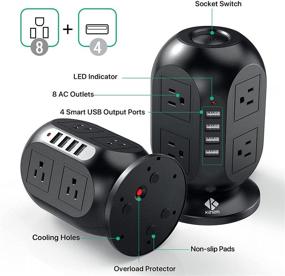 img 3 attached to 🔌 Advanced Power Strip Tower Flat Plug - K212M Gaming Surge Protector with 10Ft Cord, 8 AC Outlets, 4 USB-A Ports - Ideal for PC Laptops, iPhones and Mobile Devices in Home Office