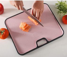 img 2 attached to 🔪 Kitchen Multi-function Cutting Boards - Dishwasher Safe Wheat Straw Chopping Board with Large Juice Grooves, Easy Grip Handle, Non-slip Double-sided Chopping Block for Home