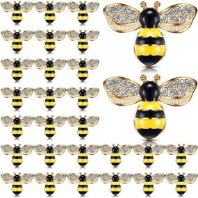 img 4 attached to 🐝 Eye-Catching 50-Piece Bee Charms: Rhinestone Enamel Embellishments for DIY Craft, Party, Home Decor