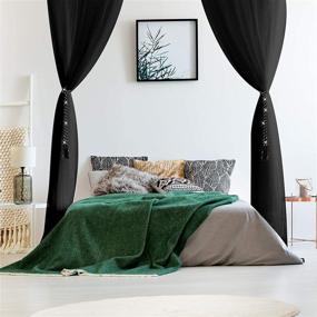 img 1 attached to Enhance Your Bedroom Decor with our 4 Corner Post Bed Canopy Curtains - Perfect for King and Large Queen Size Beds (Black)