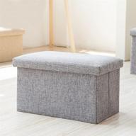 🪑 compact linen folding storage ottoman bench cube foot stool, footrest step stool for living room, bedroom, office, garden, traveling, fishing, camping 16x10x10 (grey) logo