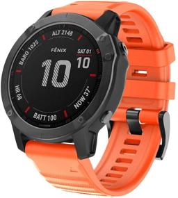 img 3 attached to 📱 ISABAKE 22mm Watch Bands - Soft Silicone Replacement Strap for Fenix 6 Pro/Fenix 5 Plus/Fenix 5/Approach S60/Quatix 5/Forerunner 935/945 Smartwatch Wristbands, Compatible and Vibrant Orange/Green Color Option