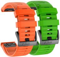 📱 isabake 22mm watch bands - soft silicone replacement strap for fenix 6 pro/fenix 5 plus/fenix 5/approach s60/quatix 5/forerunner 935/945 smartwatch wristbands, compatible and vibrant orange/green color option logo
