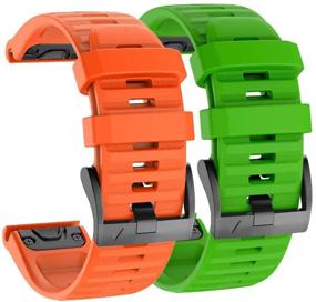 img 4 attached to 📱 ISABAKE 22mm Watch Bands - Soft Silicone Replacement Strap for Fenix 6 Pro/Fenix 5 Plus/Fenix 5/Approach S60/Quatix 5/Forerunner 935/945 Smartwatch Wristbands, Compatible and Vibrant Orange/Green Color Option