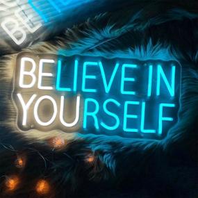 img 2 attached to 🌟 Neon Sign Wall Decor: Believe in Yourself – Bedroom Light for Office, Home, Bar, or Club – Xmas, New Year, Wedding Party, Christmas Room Decorations – Ideal Gift for Women – Large Size 19x9 inches