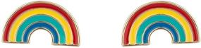 img 3 attached to 🌈 Lux Accessories Gold-Tone Gay Pride Rainbow Girls Fashion Stud Earrings