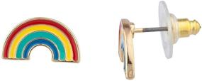 img 2 attached to 🌈 Lux Accessories Gold-Tone Gay Pride Rainbow Girls Fashion Stud Earrings