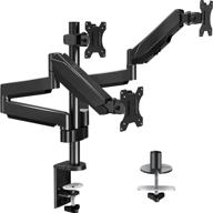 🖥️ efficiently organize your workspace with the mountup triple monitor stand mount - perfect for 27-inch computer screens, gas spring arm, heavy duty design, holds up to 17.6 lbs, mu0006 logo