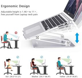 img 3 attached to Подставка для ноутбука EPN для стола - Высота регулируется, из алюминиевого сплава, подножка для MacBook Pro, Dell, HP, Lenovo и др. - Эргономичная подставка для компьютера для улучшения осанки - Серебристая