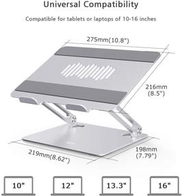 img 2 attached to Подставка для ноутбука EPN для стола - Высота регулируется, из алюминиевого сплава, подножка для MacBook Pro, Dell, HP, Lenovo и др. - Эргономичная подставка для компьютера для улучшения осанки - Серебристая