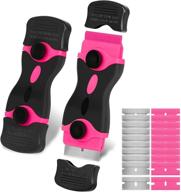 🔍 2-pack thinkwork mini pink scraper tool set for women - 2-in-1 razor blade scraper with 20pcs blades. ideal for removing window labels, decals, stickers, glass stove top logo