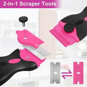 img 3 attached to 🔍 2-Pack THINKWORK Mini Pink Scraper Tool Set for Women - 2-in-1 Razor Blade Scraper with 20Pcs Blades. Ideal for Removing Window Labels, Decals, Stickers, Glass Stove Top