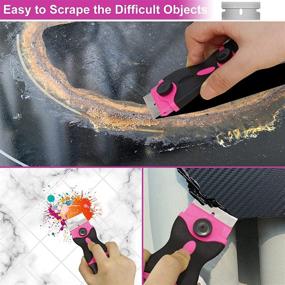 img 1 attached to 🔍 2-Pack THINKWORK Mini Pink Scraper Tool Set for Women - 2-in-1 Razor Blade Scraper with 20Pcs Blades. Ideal for Removing Window Labels, Decals, Stickers, Glass Stove Top